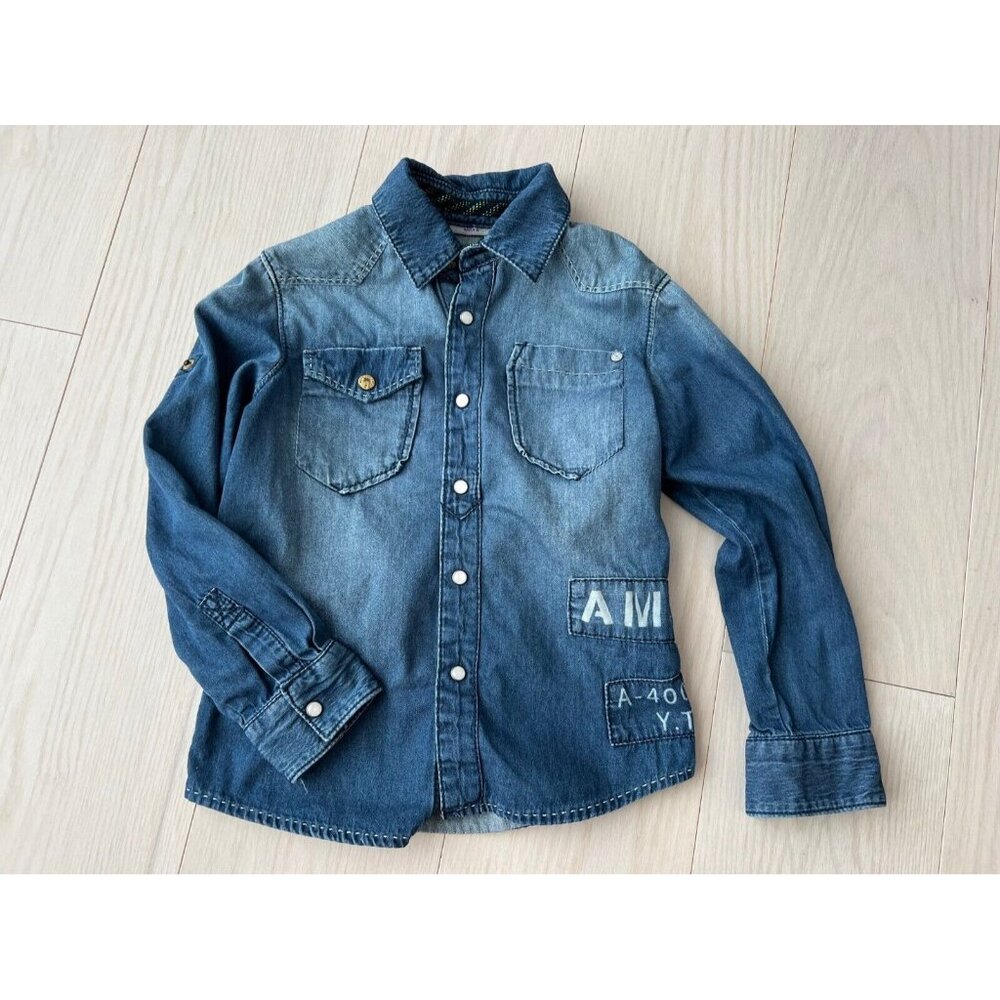 MEXX Boys Denim Jeans Button Shirt Blue ( M ) 6 yrs